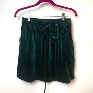 URBAN OUTFITTERS Velvet Emerald Green Miniskirt